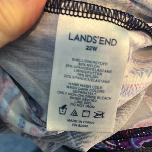 Lands End Tankini Top & Bottom Navy Blue Paisley 2-Piece Size 22W - Picture 6 of 10